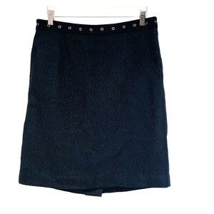 DONCASTER • Tweed Career Black Skirt Grommet